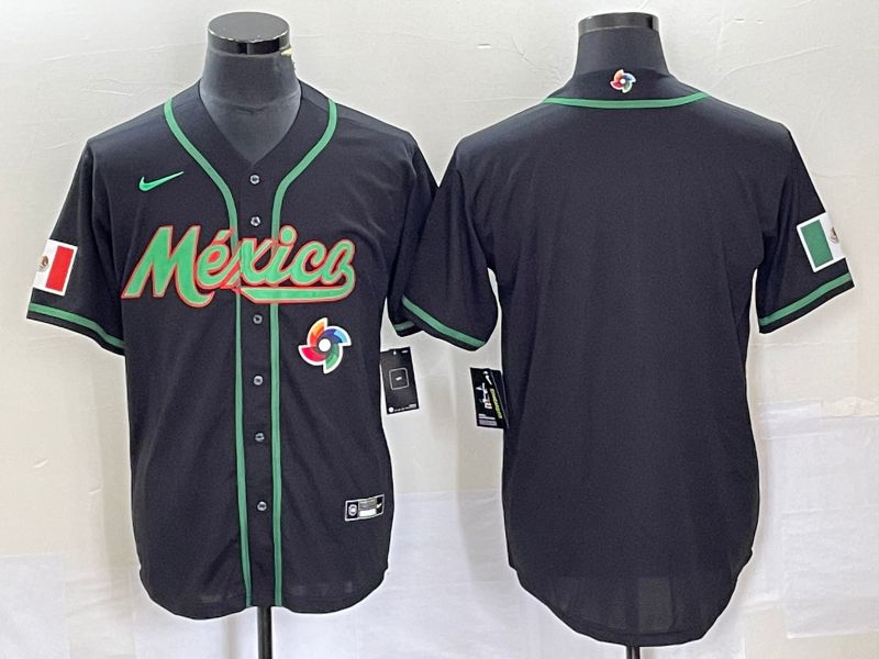 Men 2023 World Cub Mexico Blank Black Nike MLB Jersey1